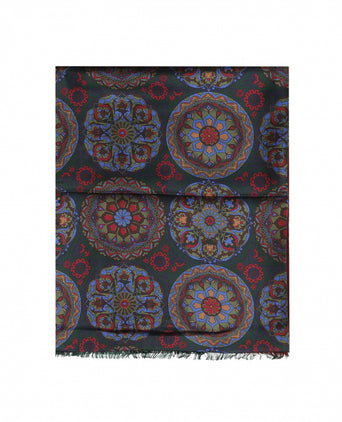 Zijden sjaal met wollen tegenvoering | Groen