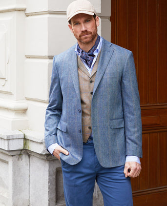 Boston-Hose mit Bundfalten und Umschlag | Blau