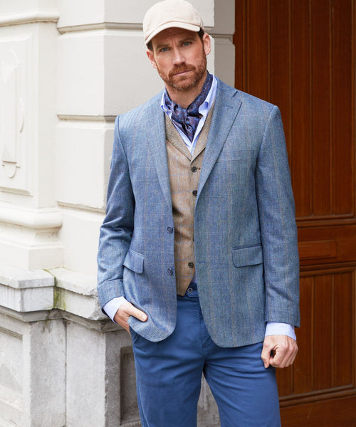 Boston-Hose mit Bundfalten und Umschlag | Blau