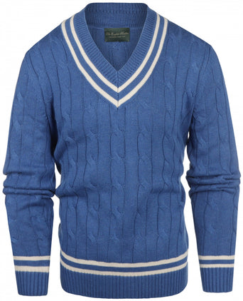 Cricket-Pullover mit V-Ausschnitt | Blau