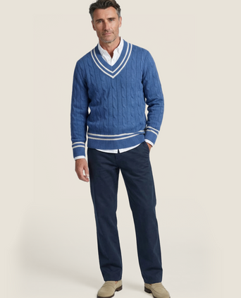 Cricket-Pullover mit V-Ausschnitt | Blau