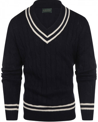 Cricket-Pullover mit V-Ausschnitt | Marineblau
