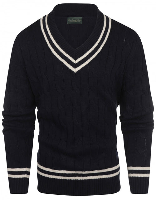 Cricket-Pullover mit V-Ausschnitt | Marineblau