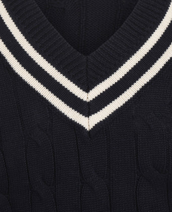 Cricket-Pullover mit V-Ausschnitt | Marineblau