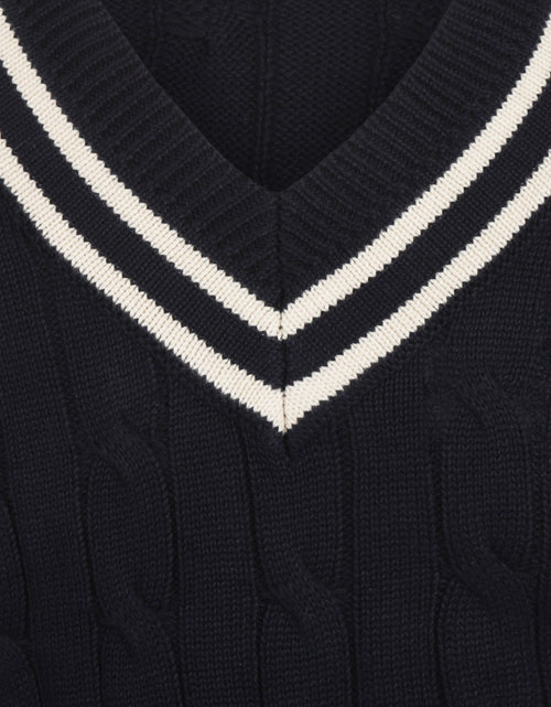 Cricket-Pullover mit V-Ausschnitt | Marineblau