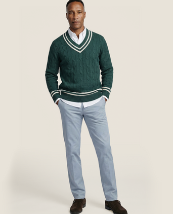 Cricket-Pullover mit V-Ausschnitt | Grün