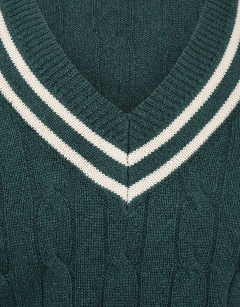 Cricket-Pullover mit V-Ausschnitt | Grün