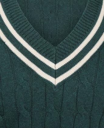 Cricket-Pullover mit V-Ausschnitt | Grün