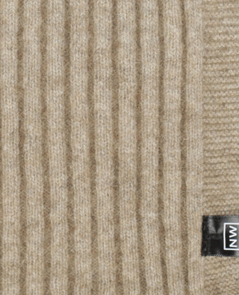 Rib Sjaal merinowol mix 165X16 | Beige