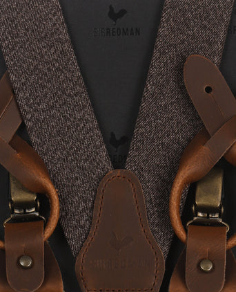 Luxe leren bretels met clips en patten | Bruin