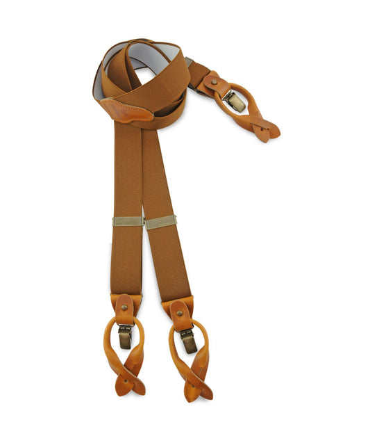 Luxuriöse Lederhosenträger mit Clips und Laschen | Braun