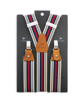 Luxe leren bretels met clips en patten | Wit