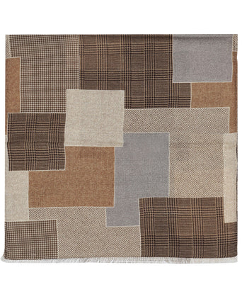 Sjaal Patchwork Wol | Bruin