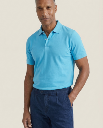 Kurzärmeliges Piqué-Poloshirt | Blau