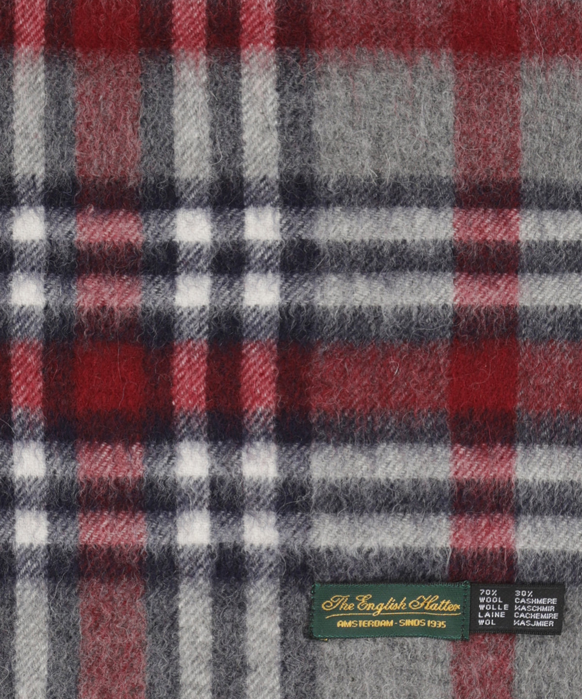 Sjaal Wol/Cashmere 30X190 | Grijs Bordeaux Multi