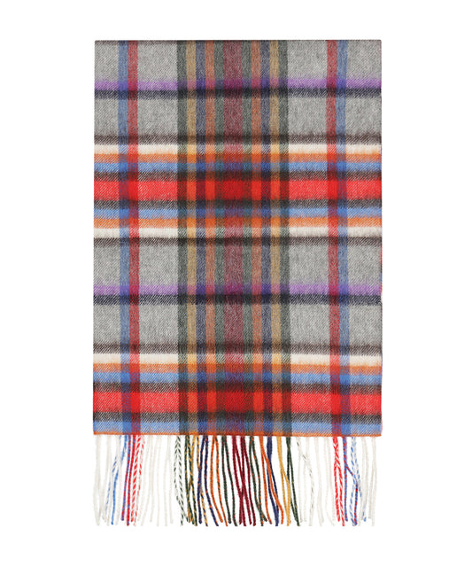 Sjaal Wol/Cashmere 30X190 | Grijs Rood Multi