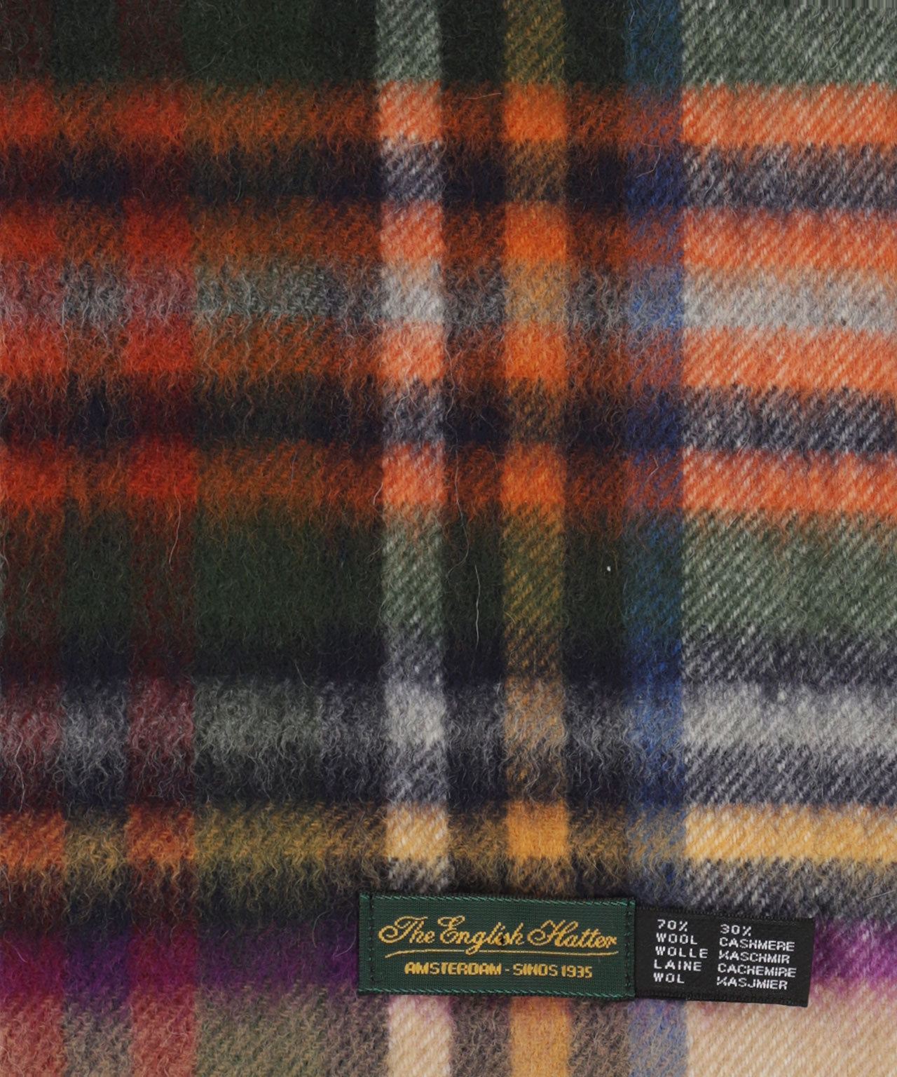 Sjaal Wol/Cashmere 30X190 | Beige Oranje Multi