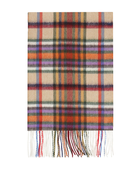 Sjaal Wol/Cashmere 30X190 | Lichtbruin Blauw Multi