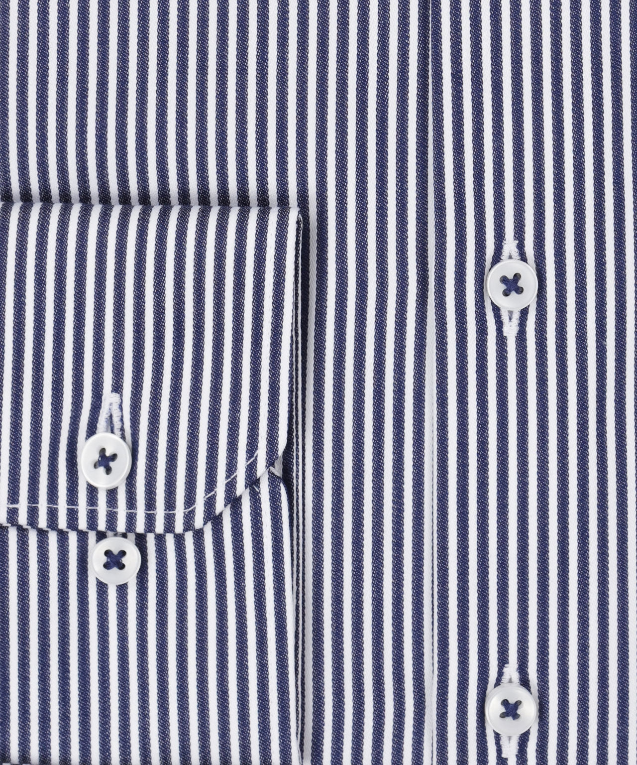 Shirt Katoen | Navy/Wit mini streep