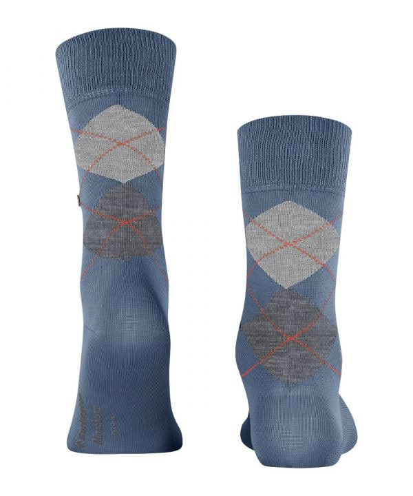 Sok Manchester Kort | Denim/Grey diamond check