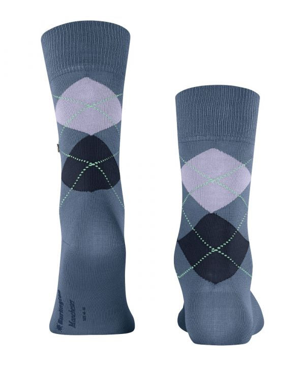 Sok Manchester Kort | Denim/Navy/Lilac diamond check