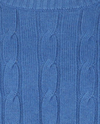 Kabel Trui Cotton/Cashmere ronde hals | Blauw