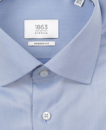 Overhemd uni semi spread boord | Blauw