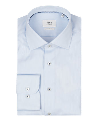 Overhemd gestreept semi spread boord | Blauw