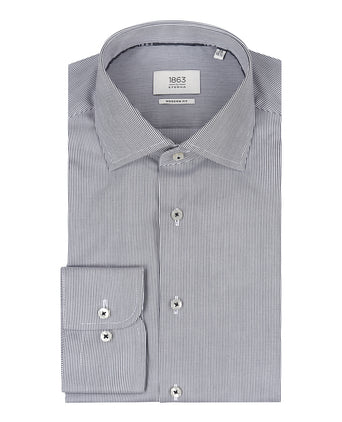 Overhemd gestreept semi spread boord | Blauw