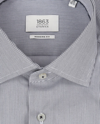 Overhemd gestreept semi spread boord | Blauw