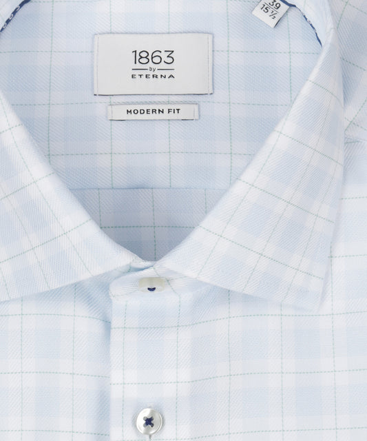 Shirt striped semi spread collar | Blue