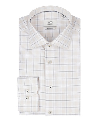 Overhemd gestreept semi spread boord | Bruin