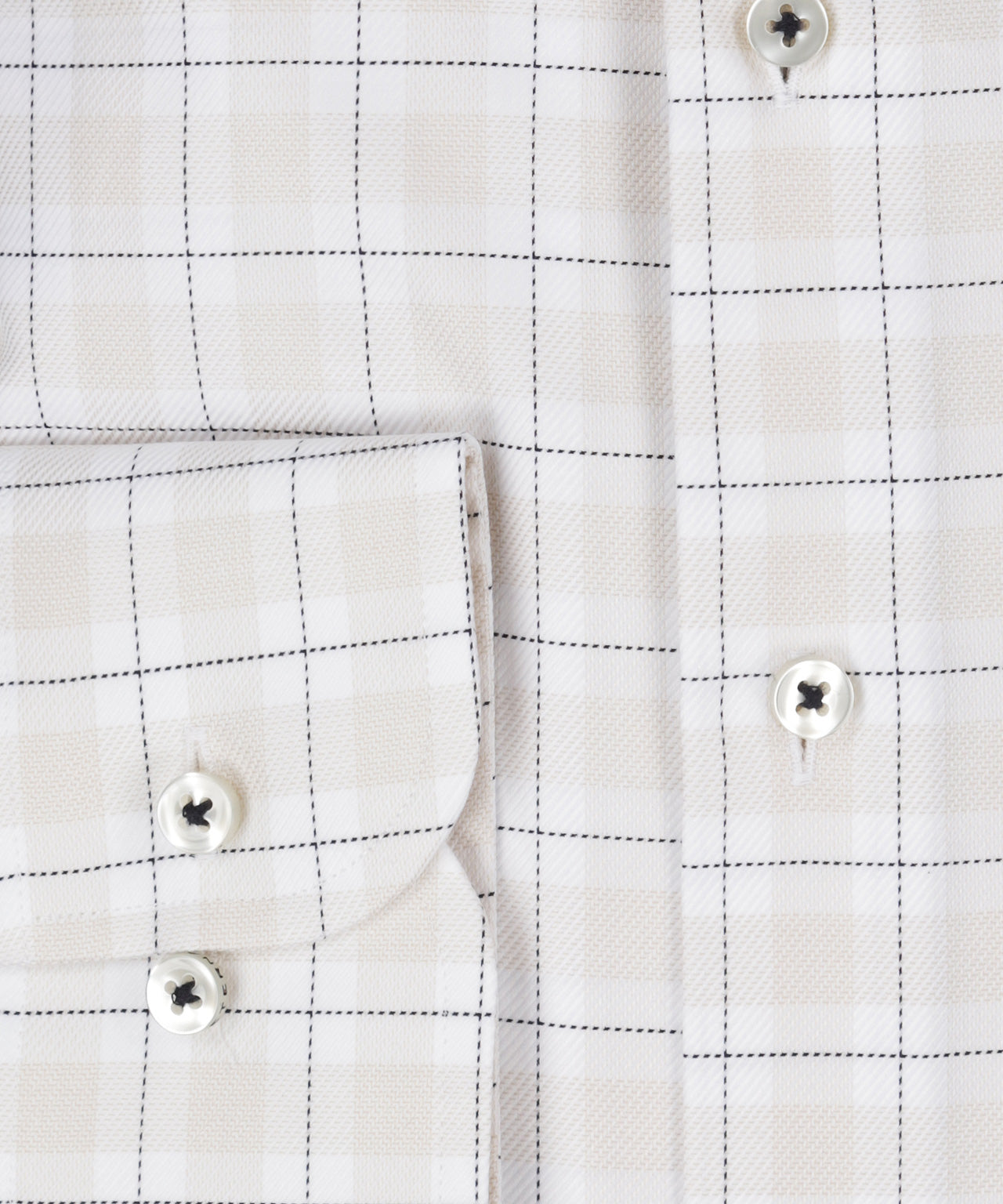 Shirt katoen | Combi ruit Beige/Wit