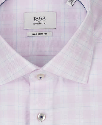 Overhemd gestreept semi spread boord | Roze