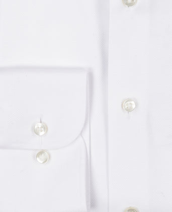 Gestreiftes Hemd mit halbgespreiztem Kragen | Weiß