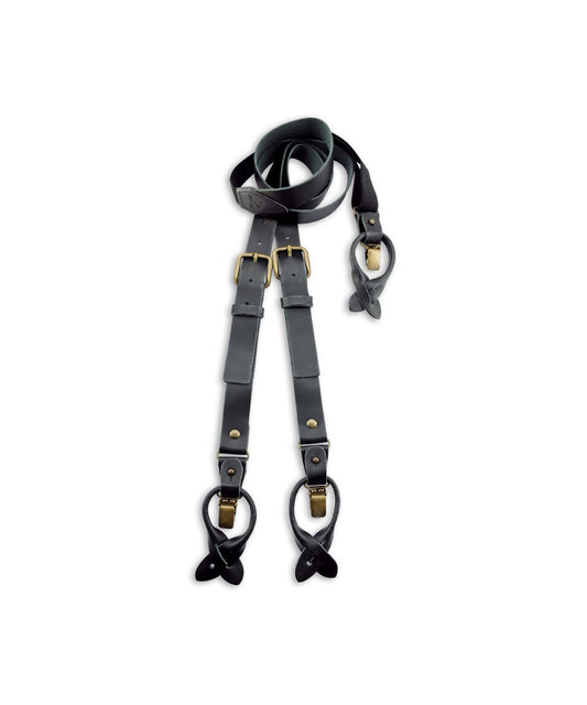 Leren Bretels 2 in 1 | Zwart