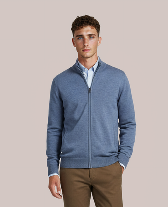 Merino Ritsvest | Bleu Mix