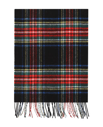 Geruite Lamswollen Sjaal | Black Stewart Tartan