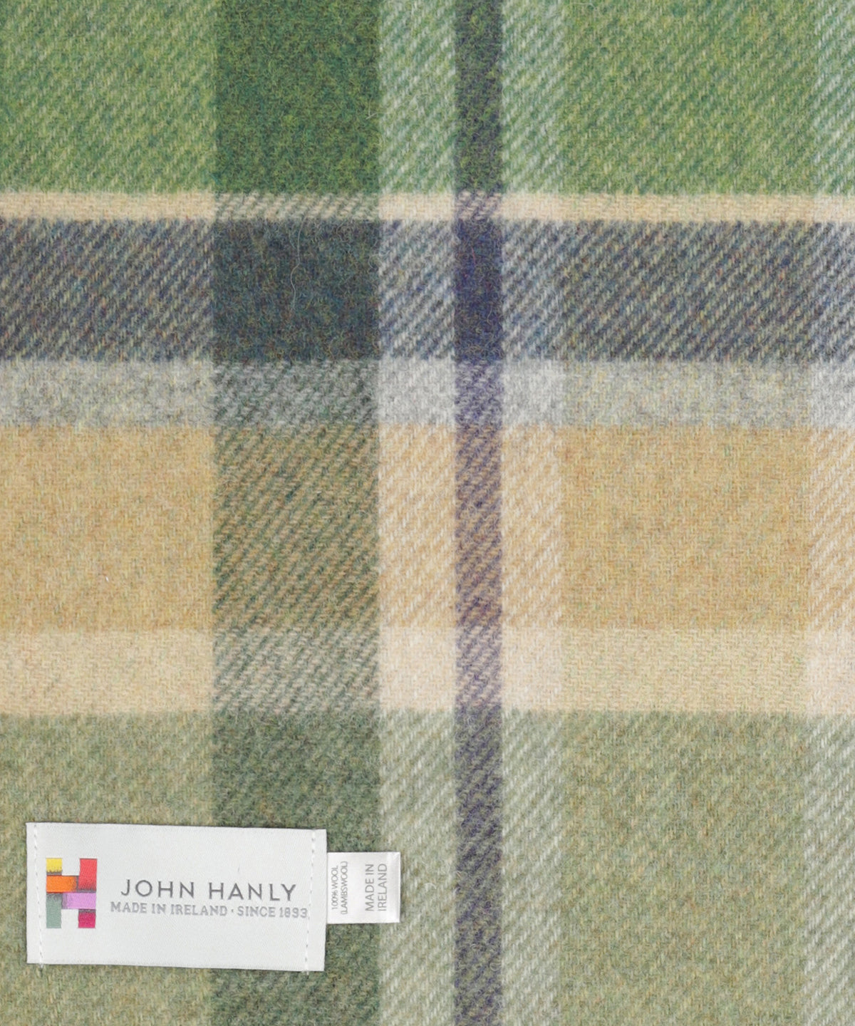 Lammwollschal | Grün Beige Marineblau kariert
