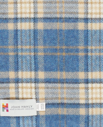Lange Lamswollen ruit sjaal | Blue Beige Check