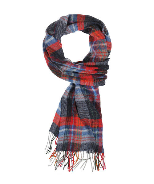 Lange Lamswollen ruit sjaal | Navy Red Blue Wine Plaid