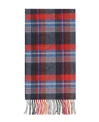Lange Lamswollen ruit sjaal | Navy Red Blue Wine Plaid