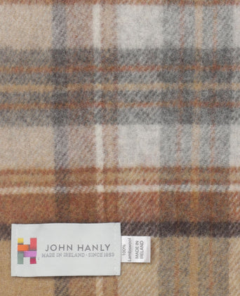 Lange Lamswollen ruit sjaal | Silver Beige Grey Plaid