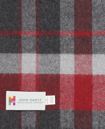 Merino Luxery Wool Scarf | Charcoal Silver Red Check