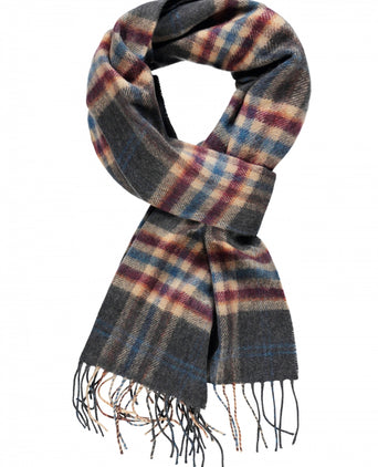 Merino Luxery Wool Scarf | Charcoal Beige Maroon