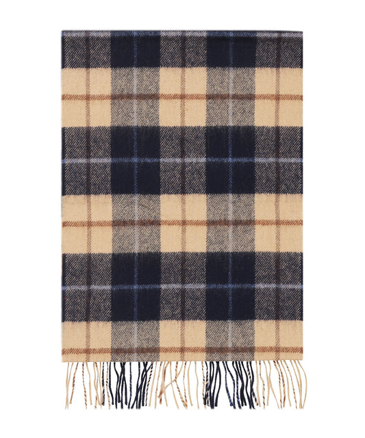 Luxuriöser Merinowollschal | Marineblau Beige Braun Kariert