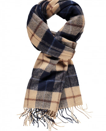 Merino Luxery Wool Scarf | Navy Beige Brown Check