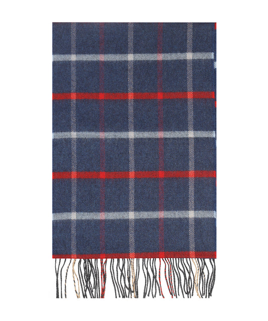 Merino Luxury Wool Scarf | Denim Rood ruit