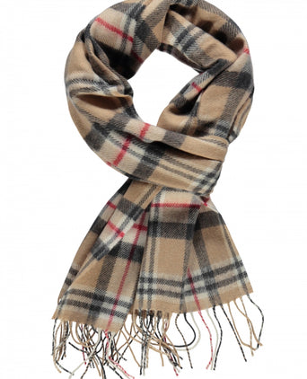 Merino Luxery Wool Scarf | Classic Camel Tartan
