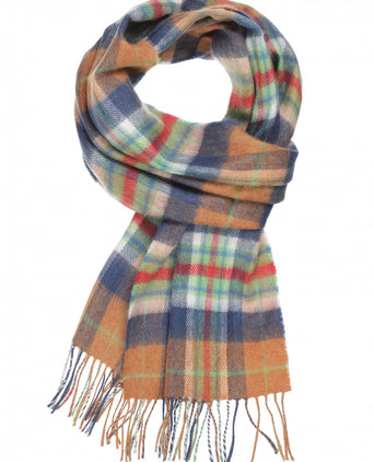 Merino Luxery Wool Scarf | Orange Navy Green Red